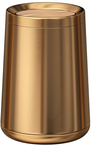 LEASYLIFE 10 l, Schwingdeckel, goldfarbener Messing-Mülleimer, gebürstetes Nickel, Badezimmer mit Klappdeckel, für Badezimmer, Wohnzimmer, Schlafzimmer, Hotel (Roségold)