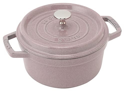 Staub Picot Cocotte 40508-866 Rosa in chiffon rotondo, 20 cm, a doppia mano, in ghisa, smaltata, compatibile con induzione, venditore giapponese con numero di serie, La Cocotte Round