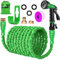 Garden Hose Pipe Expandable Garden Hose with 3/4, 1/2 Fittings, Anti-Leakage - Flexible Expanding Hose with 8 Function Spray Nozzle by Homoze (50FT, Black) (Green, 50feet)