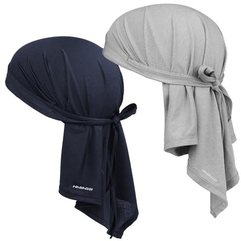 HASAGEI Atmungsaktiv Kopftuch Face Bandana - Schnell Trocknend Durag Elastisch Herren Halstuch Sport (Blau + Grau)