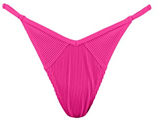 PUMA Ribbed tanga Bikini, Rosa (Neon Pink), XS Donna