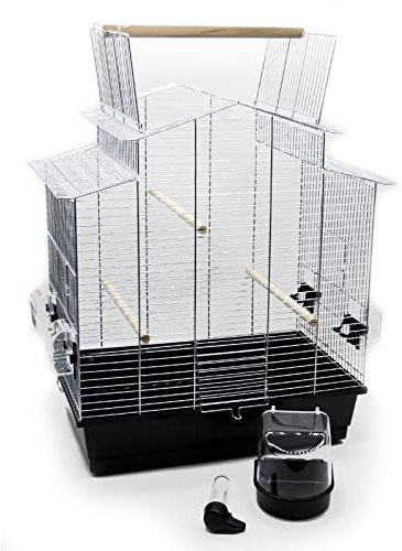 ZooPaul XXL Vogelkäfig Käfig IZA 3 schwarz + Badehaus und Trinkröhrchen Vogelhaus Wellensittich Kanarien NEU