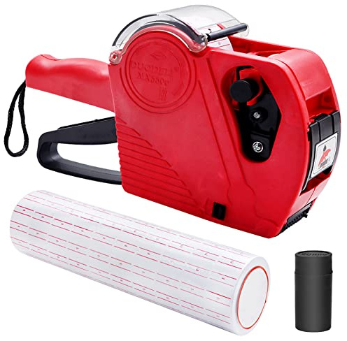 Price Tagging Gun Kit, Uooker 8 Digits Price Labeller with 5000 Labels, Pricing Labels Gun, Pricing Tag Machine for Shop Office Grocery Store, Tag Label Gun Kit (with Black Ink Refill, MX5500), White