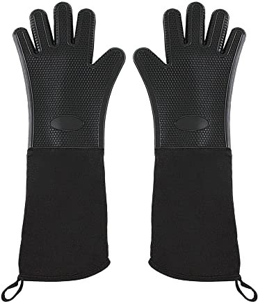 Millya - Guantes de cocina antideslizantes de silicona para horno (1 par + negro)