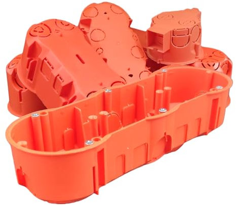 PK60-42WPG Lot de 5 boîtes encastrées à 3 prises murales creuses Orange Ø 68 x 204 x 46 mm Profondeur Pour montage d'interrupteurs et prises