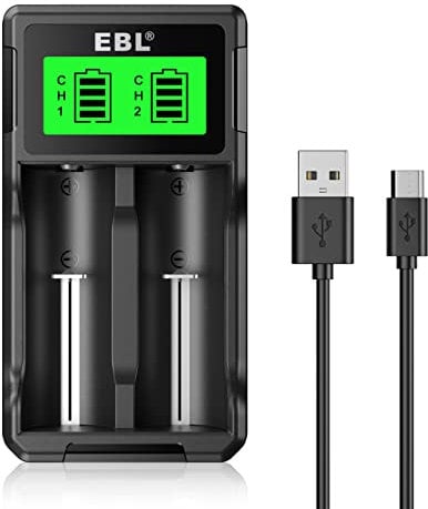 Chargeur de Piles Universel EBL 18650 pour Piles Rechargeables 3.7V Lithium-ION 26650 22650 18650 18490 18350 17670 17500 16340 (RCR123) 14500 et Piles Rechargeables 1.2V Ni-MH Ni-CD AA AAA etc