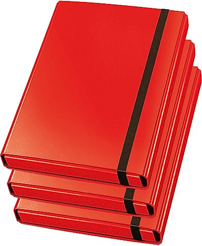 VELOFLEX 4443341 - Sammelbox Velocolor, DIN A4, mit Gummizug, Heftbox aus Karton, glanzkaschiert, 23 x 32 x 4 cm (Rot | 3er Pack)