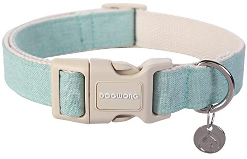 DOGWONG Hundehalsbänder blau, Hanf Hundehalsbänder blau hundehalsband, Natürliche Weich Langlebig Halsband Hund Bequeme verstellbares Hundehalsband für kleine mittelgroße Hunde