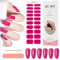 Kalolary 20PCS Nail Gel Polish Strips, Solid Color Full Wraps Nail Polish Stickers Cured Gel Nail Strips Self-Adhesive Gel Nail Wrap Stickers Decals with Nail File and Stick（UV/LED Lamp Required）