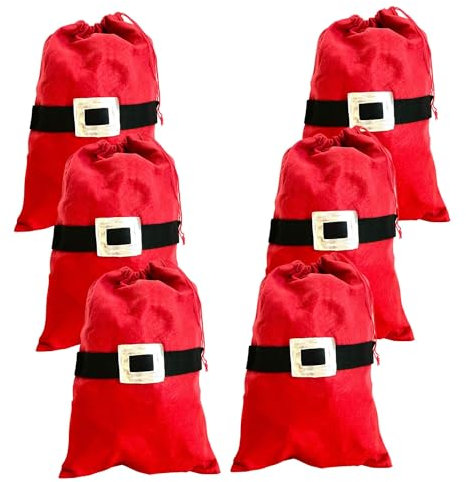 6 x Geschenkbeutel Aus Vlies, Wiederverwendbar 30 x 40 cm - Geschenktaschen Für Weihnachten - Geschenksack Aus Stoff - Geschenkbeutel Rot Für Festliche Anlässe