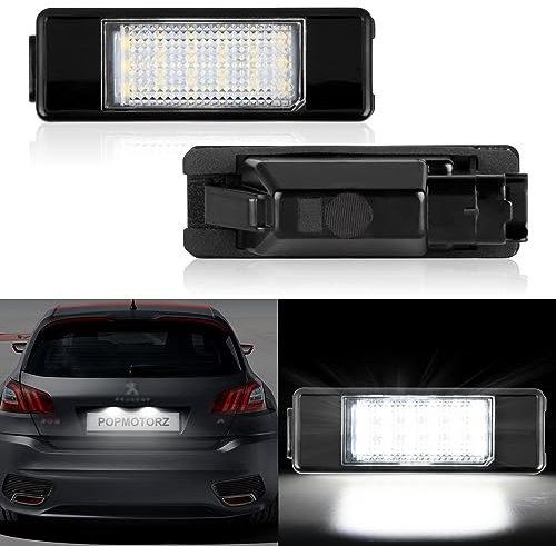 POPMOTORZ LED Number Plate Light, 2 Pcs LED License Plate Light Lamp with Canbus Error Free for Peugeot 106 1007 207 307 308 30008 Expert 406 407 508 Citroe-n Berlingo C2 C3 C4 C5 C6 C8