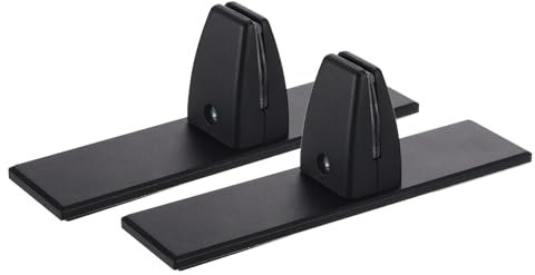 sourcing map Office Desk Partition Support Bracket, 2pcs Stand Base Removable Clamp Desk Divider Clamp Brackets Screen Clip Holders for 4-9mm Thick, Black