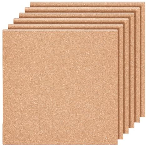 BENECREAT 6 Stück Korkplatte, 30x30 cm Quadratische Sandbraune Untersetzer Aus Kork Für Pinnwände, Wanddekorationen Und DIY-Kunsthandwerk, 4 mm Dick