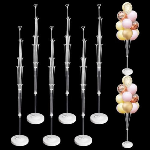 AHAQU Set di 6 supporti per palloncini da pavimento, riutilizzabili, 130 cm, kit di bastoncini per palloncini, supporto per palloncini per feste, matrimoni, decorazioni di compleanno