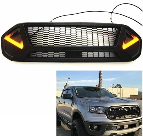 Auto-Mittelgitter Für Ford Ranger XL XLT XLS Lariat FX4 Raptor 2019-2021, langlebig Wasserdicht Multifunktionale Mesh Stoßstange Kühlergrill Auto Accessories