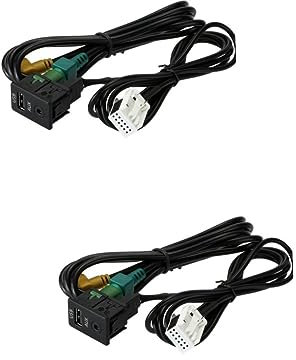 Mobestech 2pezzi Usb e Aux Adattatore Con Cavo Integrato Per Auto Compatibile Con Soluzione Pratica Per Caricamento Elettronici e Audio