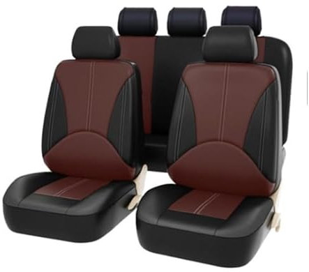 KARDZ Auto Leder Sitzbezüge für FIAT Punto II Hatchback(188)/Van(188) 1999-2012, 9 Stück Allwetter Atmungsaktiv Wasserdicht rutschfest Sitzkissenschutz,F-Black Coffee