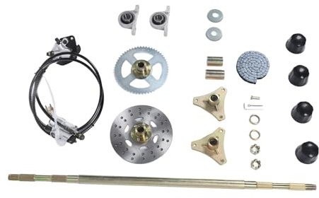 Sxhlseller 74CM Go Kart Hinterachs Montage Kit, Metall Live Achsensatz mit Brems Komponenten und Kette für ATV Quads