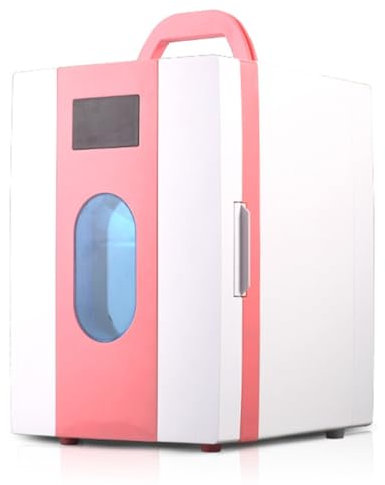 GIZNXBA Mini Réfrigérateur De Voiture 10L Mini Frigo De Chambre, Petit Frigo Cosmetique avec Affichage LCD De La Température pour Les Cosmétiques, L'alimentation, Le Bureau(Color:/Pink,Size:220V)