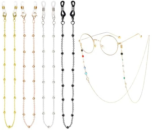 DALAETUS 5 Pièces Chaine Lunettes Femme, Chaîne de Lunettes en Métal Perles, Chaîne de Lunettes en Perles Colorées, Cordon Lunettes de Soleil pour Retenue de Lunettes Hommes Femmes