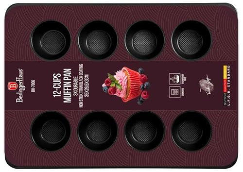 BERLINGER HAUS Titan-Beschichtete Muffinform 12er Burgundy Metallic Line | Eleganz und Funktionalität