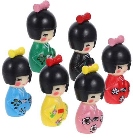 CIYODO 12 STK Kimono-puppenschmuck Feng-Shui Japanische Puppen-Topper Japanische Gartendekoration Puppenhauspuppen Japanische Kimono-mädchen Miniatur-Kimono-Statue Matroschka-Puppe PVC
