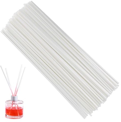 Bastoncini profumati in rattan naturale, 100 pezzi, bastoncini di legno, bastoncini di bambù, in rattan, diffusore di profumi, per casa, ufficio, hotel, spa, 22 x 3 mm (bianco)