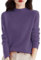 Sderg Pure Cashmere Long Sleeve Ladies Jumpers Size 12-14 Solid Color Womens Semi High Neck Warm Loose Winter Sweater Purple