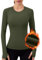 IECCP Women's Fleece Long Sleeve Running Shirt with Thumbholes Thermal Hiking Shirts Training Shirts for Women Dri Fit Thumb Holes Shirts Army Green M