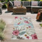 Teppich-Traum Teppich In- und Outdoorteppich brücke Terrasse Balkon Garten Blätter in rechteckiger Form Jute-Look bunt 80 x 150 cm
