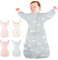 Tyuodna Pucksack 0-3/3-6 Monate, Weiche Gekämmte Baumwolle Schlafsack 1 Tog, Baby Swaddle Mit Zwei-Wege-Reißverschluss, Ideal für Raumtemperaturen 15°-25°C (3-6 Monate, Graues Lamm)