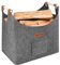 HONGTAISHENG XL Felt Basket - Extra Thick, Reinforced Handle - Foldable Wood Basket - Dove Grey
