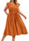 Hanna Nikole Plus Size Dress for Women Cap Sleeve A-Line Dress Casual Maxi V-Neck Imitation Linen Dresses for Party Beach Orange 28