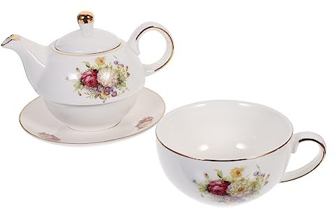 Cabilock Tetera De Cerámica Floral Kit De Completo 3 Tazas De Bonito Para Relajarse