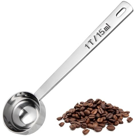 U-Taste Cucchiaino da caffè da 15 ml: misurino in acciaio inox 18/8 con manico extra lungo da 10 cm per caffè macinato, fagioli, polvere, espresso, ideale per contenitori alti, bicchieri, lattine (15