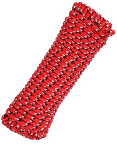 sourcing map 10mm x 30.5m Polypropylene Rope,Solid Braided Utility Rope All Purpose Boat Marine Cord for Camping,Flag Pole,Clothesline,Outdoor,Red/Black/White