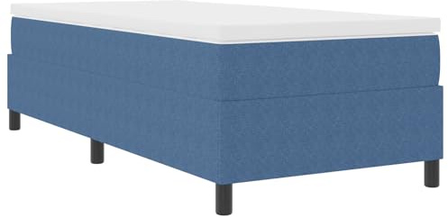 vidaXL Boxspringbett Blau und Weiß 90 x 190 cm Cordstoff, Modernes Schlafzimmer, rechteckiger Bettrahmen, minimalistisches Design, strapazierfähige Boxspring, gemütliche Matratze