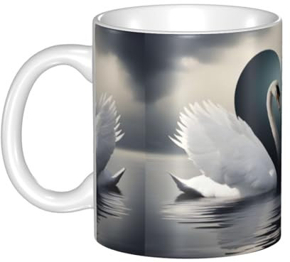 Gpkgsigt swan heart Printing mug ceramic Mugs for cappuccino, latte, cereal, yogurt, milk, hot or cold drinks Micro-wave oven