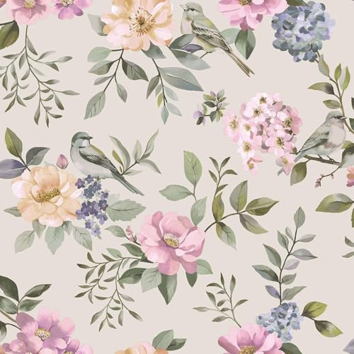 Holden Botany The Bird Garden Soft Tone Bird and Flower Inspired Wallpaper for Sitting Rooms Living Rooms Feature Walls Cottages Beige/Multi (14192)