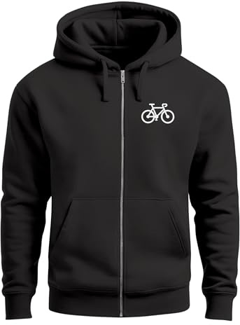 Neverless® Herren Sweatjacke mit Kapuze Fahrrad Logo Print Motiv Zipjacke Zip-Hoodie Männer Fashion Streetstyle