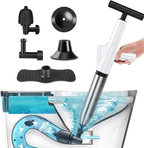 Desatascador Tuberias a Presion: Destapador De Cañerías Con Manómetro Visible, Bomba De Limpieza De Tuberías De Alta Presión Para Bañera, Fregadero, Desagüe De Piso, Lavabo