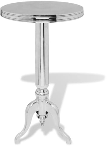 HETFTJN Beistelltisch rund 39 x 76 cm aus Aluminium Silber Modernes Design Robust und langlebig Couchtisch Gartentisch Balkontisch für Wohnzimmer Schlafzimmer und Outdoor