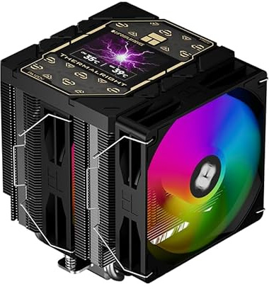 TR Peerless Assassin 120 Vision ARGB Black CPU Air Cooler, Heatsink with 2 x PWM Fans, Display Cooler with 2.8 Inch Magnet, 320 x 240 Resolution, for LGA1851/1700, AM5, 5V ARGB Lighting