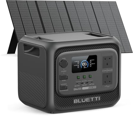 BLUETTI Elite 300 generatore solare con pannello 350W | Batteria LFP 3014,4Wh, prese AC 2400W (4800W picco). Compatto 3kWh per backup casa, campeggio e camper