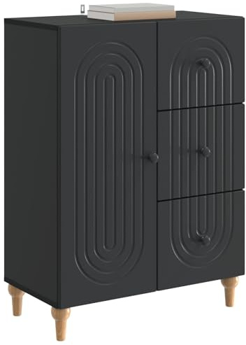 vidaXL Sideboard Schwarz 66 x 34,5 x 90 cm Holzwerkstoff, Wohnzimmer, modernes rechteckiges Sideboard, viel Stauraum, praktisches Möbel für Minimalisten