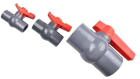 ReachMall PVC-Kugelhahn-Wasserversorgungsrohrverschraubung, rotgrau, für 20, 25, 32, 40, 50 mm, Sanitär-Bewässerungssystem, Flüssigkeitsdurchflusskontrolle