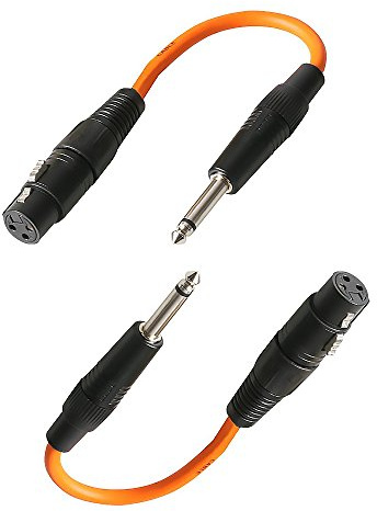 2x Pulse 3Pin XLR Female to 1/4 Jack Adapter Plug Cable Lead Orange