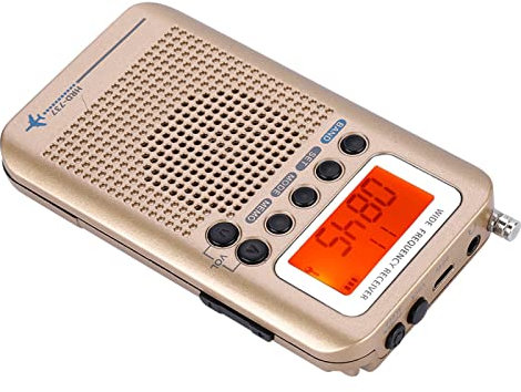 Garsent Portable Radio, Aircraft Band Radio Receiver VHF Portable Full Band Radio Recorder Pocket Travel Transistor Radio Stereo Receiver.(Gold)