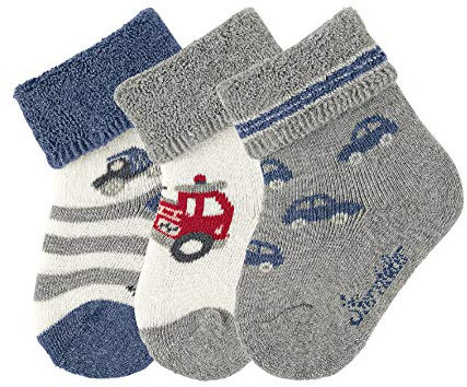 Sterntaler Baby - Jungen Socken Baby-söckchen 3er-pack Fahrz, Silber (Silber Mel. 542), 16 (Herstellergröße: 16)