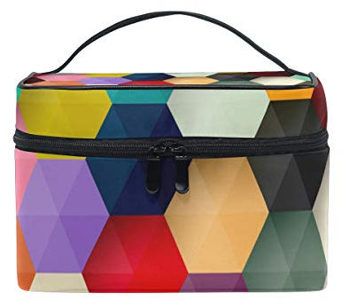 Fantasio Make-up-Tasche billig abstrakt, buntes Hexagon-Wabenmuster